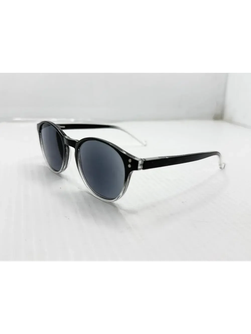 Round Sunglasses Black Clear Frame P3 Style Retro Frame Only